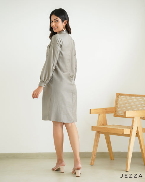 Dual-Wear Poly Cotton Shirt Dress 65801